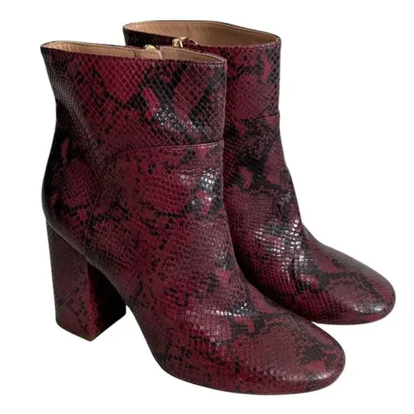 Twin-Set Leather Ankle Boots in Red Python Print Size 40 / US 10 - Picture 1 of 12